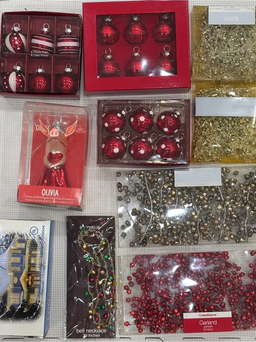 Red Christmas Ornament Set with Mixed Holiday Beads